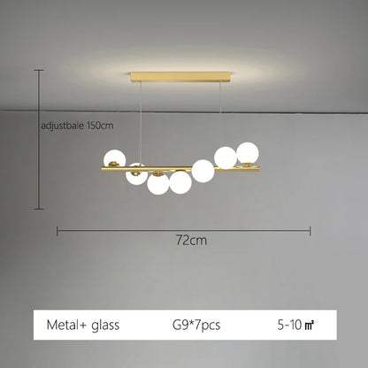 Line Glass Ball Pendant Lights Nordic LED Energy-Efficient Hanging Ceiling Lamp with Adjustable Cord for Dining Room Living Room