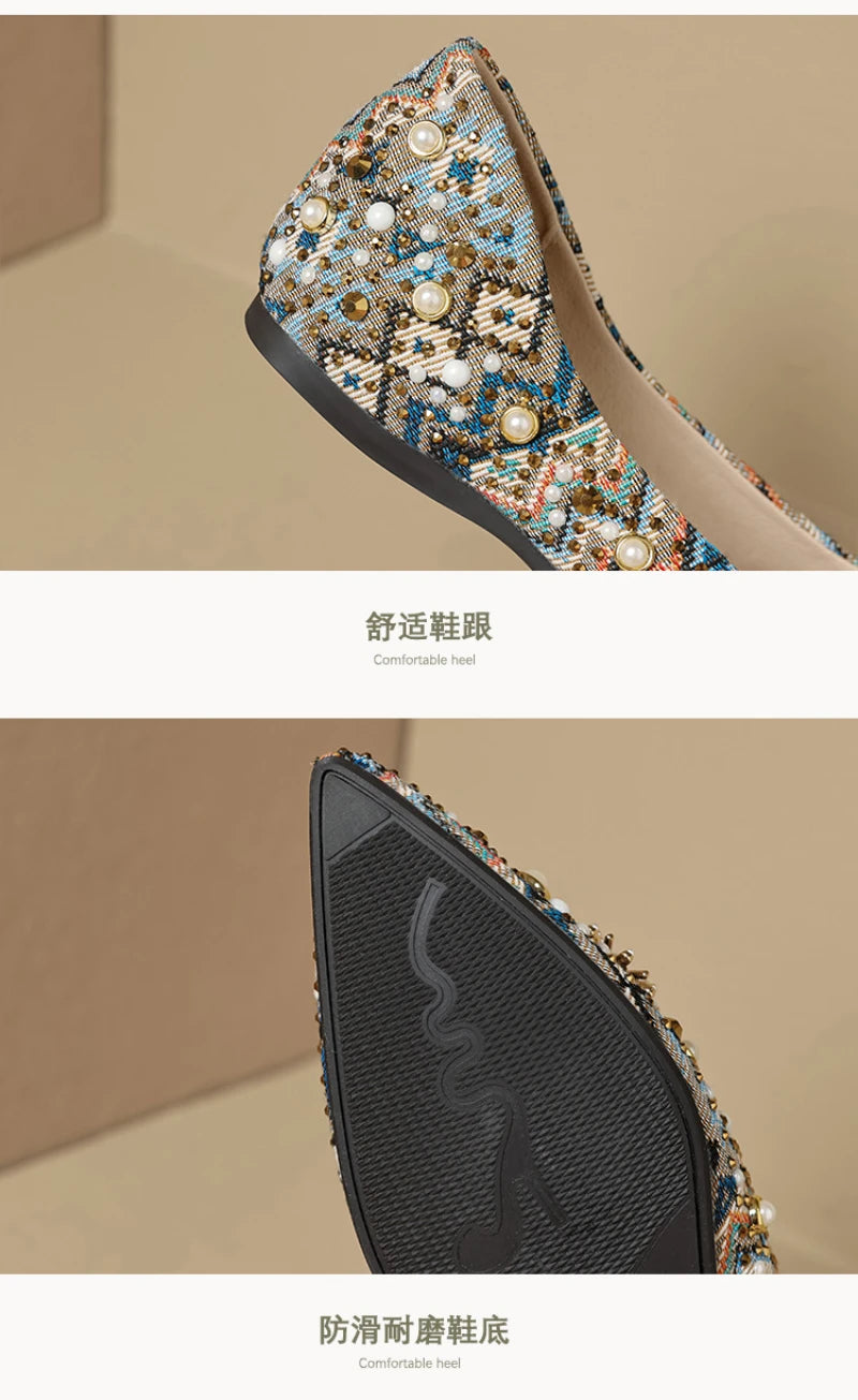 Women Retro Soft Sole Single Shoes Summer Unique Design Shallow Mouth Bean Shoes Plus Size Comfort All Match Daily Casual