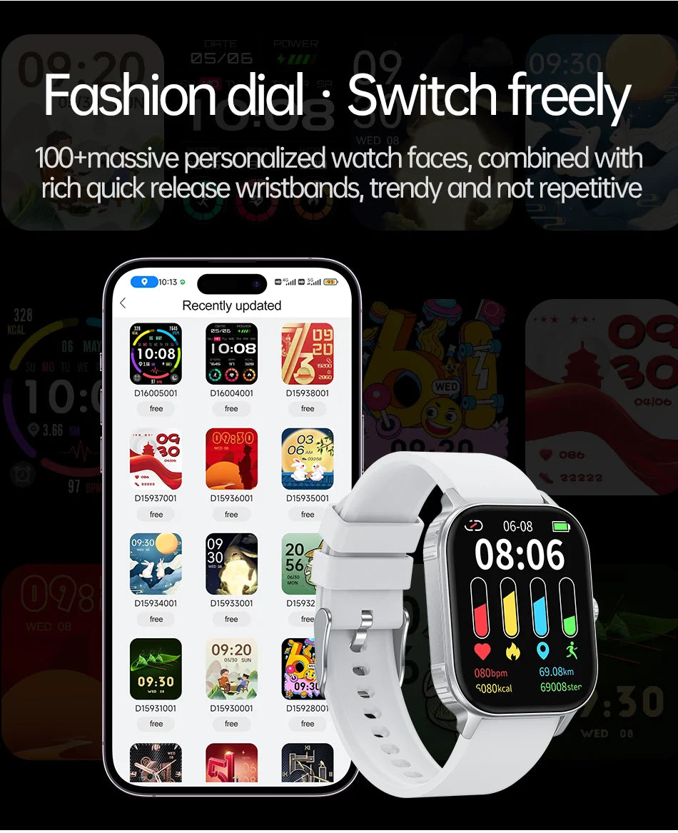 2026 1000mAh Large Battery 2026 New 2.04" HD Display Health Monitor Smart Watch Bluetooth Call IP68 Waterproof Sports Smartwatch