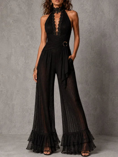 Solid Women Jumpsuits For Spring Summer Sleeveless V-Neck Loose Fashion Streetwear Overalls Wide Leg Pants Trousers 2026