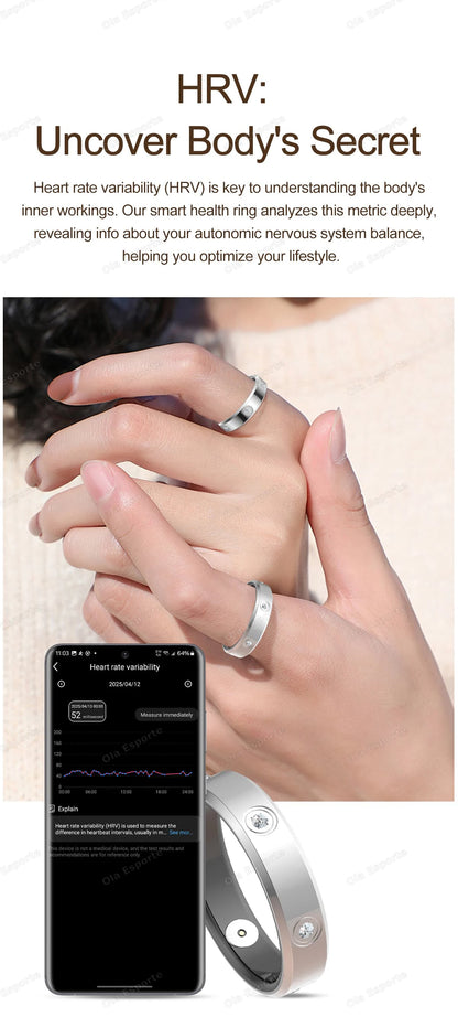 2026 Smart Ring Women Men Super narrow 6.3mm Heart Rate Stress measurement Health Monitoring IP68 Waterproof Fashion Sport Rings