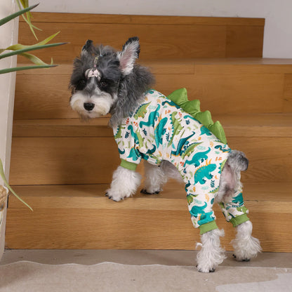 CuteBone Dinosaur Costume Dog Pajamas Stretchy Spandex Crystal Velvet Sleepwear Coat for Small Dogs Soft Warm Pet Outfit Clothes
