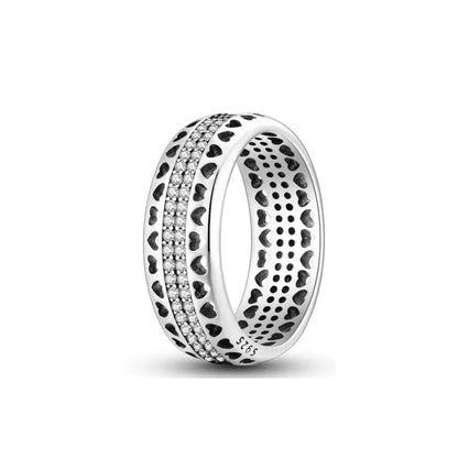 European New 925 Silver Heart-Shaped,Floral,Square Ring Suitable for Exquisite High-Quality Jewelry for Women at Wedding Parties
