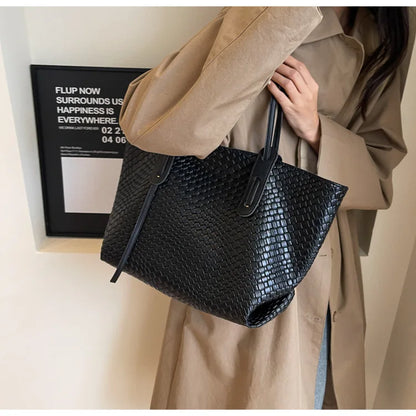 Autumn and Winter Trendy Vintage Rhombic Woven Shoulder Bags Large Capacity Underarm Bag Daily Commuting Bag Casual Handbags