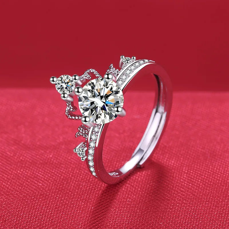 925 Sterling Silver Ring Heart AAA Zircon Open adjustable Engagement For Women Wedding Fashion Jewelry Party Gifts