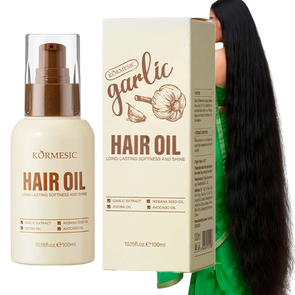 Garlic Hair Growth Oil 100ML Hair Regrowth Serum For Thinning Hair, Scalp Root Care, Anti Hair Loss, Fuller Thicker Hair Unisex