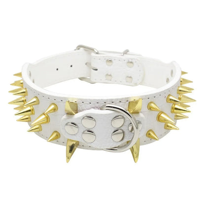 Cool Spikes Studded Dog Collar 2" Wide PU Leather Large Dogs Collars Pitbull German Shepherd Big Dogs Collars Pet Supplies XS-L
