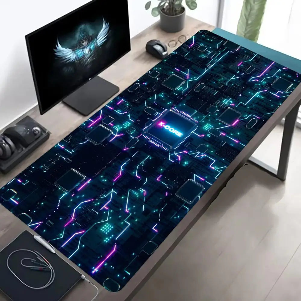 Colorful Nebula Particle Network Large Desk Mat Mouse Pad Mouse Mat Gaming Keyboard Mat  Non-Slip Rubber Base Computer Desk Pad