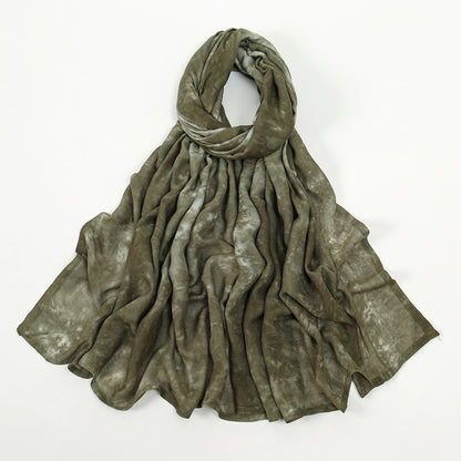 190*90cm Big Size Modal Cotton Hijab Women Tie-dye Scarf Double Stitching Shawl Muslim Gradient Plain Cotton Rayon Headscarf