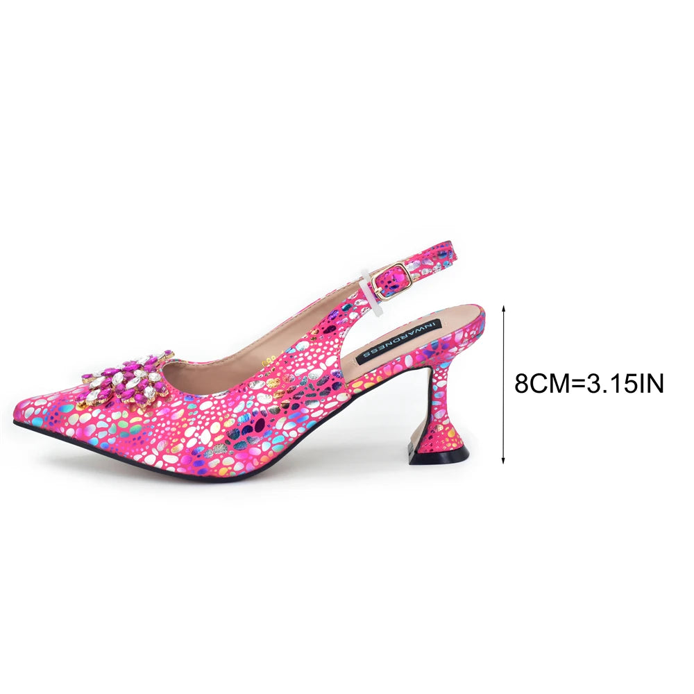 Women Nigerian Italian Shoes and Bags Set with Rhinestone Shoe and Bag Set for Nigeria Party Italy Crystal Butterfly-knot Shoes