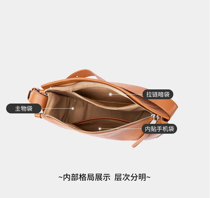 Women's Genuine Grade Cow Leather Bag Luxury Designer Ladies Shoulder Crossbody Purse Bag Female Cowhide Large Capacity Tote Bag