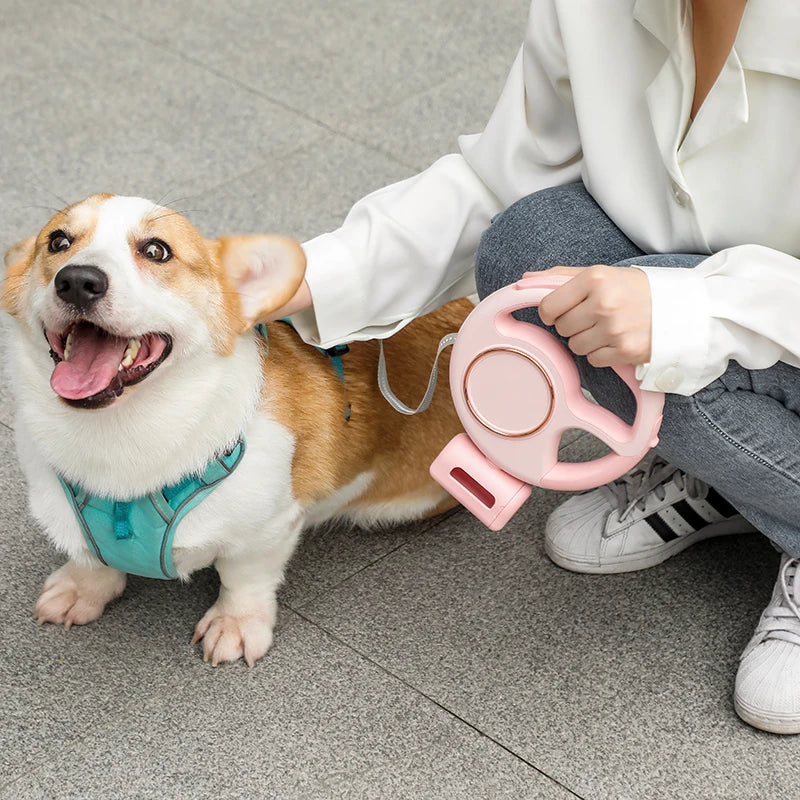 Pet Traction Device Multi Functional Dog Traction Rope Automatic Telescopic LED Lighting Dog Chain Walking Tool New DropShipping
