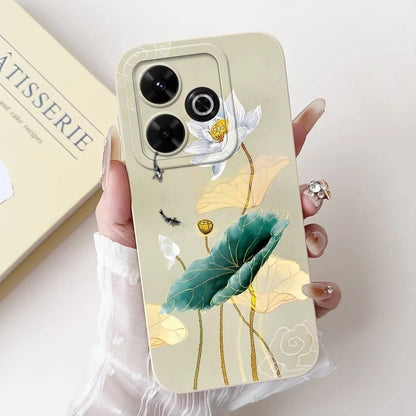 Casing For Redmi 13 Case 13 5G Cute Cat Fashion Luxury Flowers Silicone Shockproof Back Cover For Redmi 13 5G Phone Case Bumper