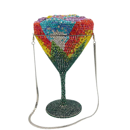 XIYUAN Women Luxury Branded Martini Crystal Evening Bag Elegant Cup Diamond Bridal Handbag Wedding Party Purses Lady Gift Clutch