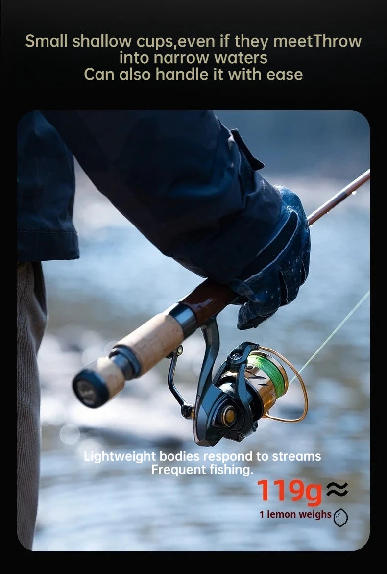 Ultralight Carbon Spinning Reel 1000S–1200S 5.2:1 Gear Ratio 9kg Max Drag  Micro Lure Fishing Reel for Freshwater   Saltwater