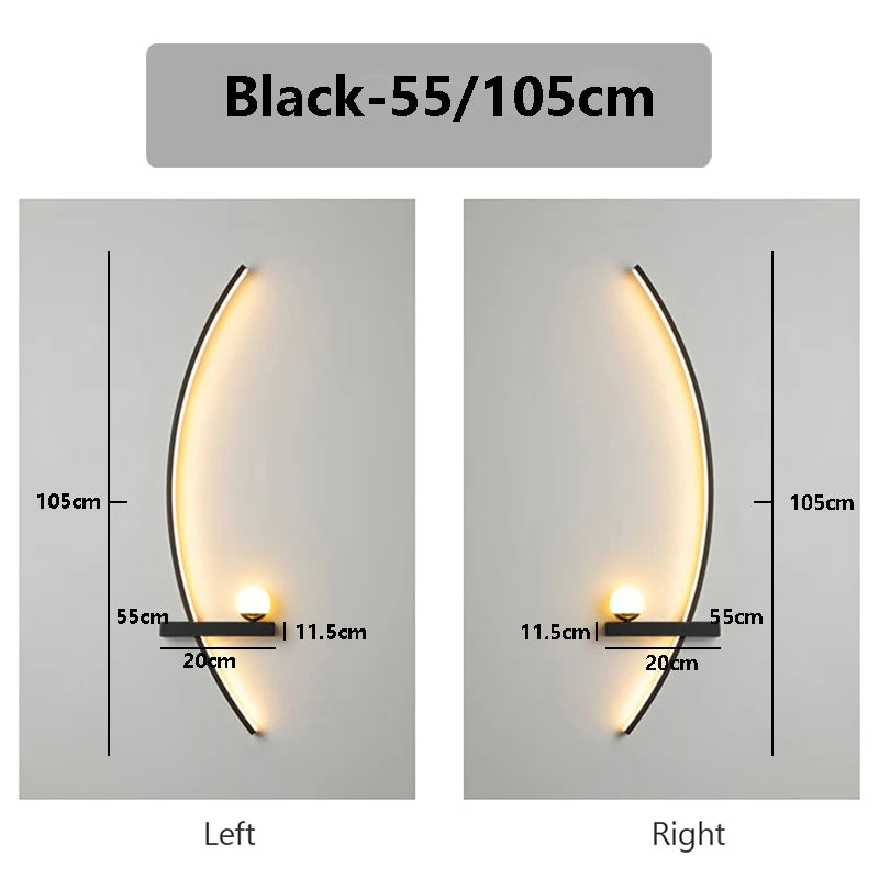 LED Wall Lamp 55/105CM Smart Remote Control Left Right Lighting Wall Sconces Bedroom Bedside Living Room Home Led Lights Lustre