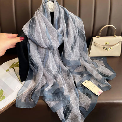 130*180cm Fashion Spring Summer Women Floral Printing Beach Silk Scarf Shawls Female Long Wraps Beach Sunscreen Hijab Lady