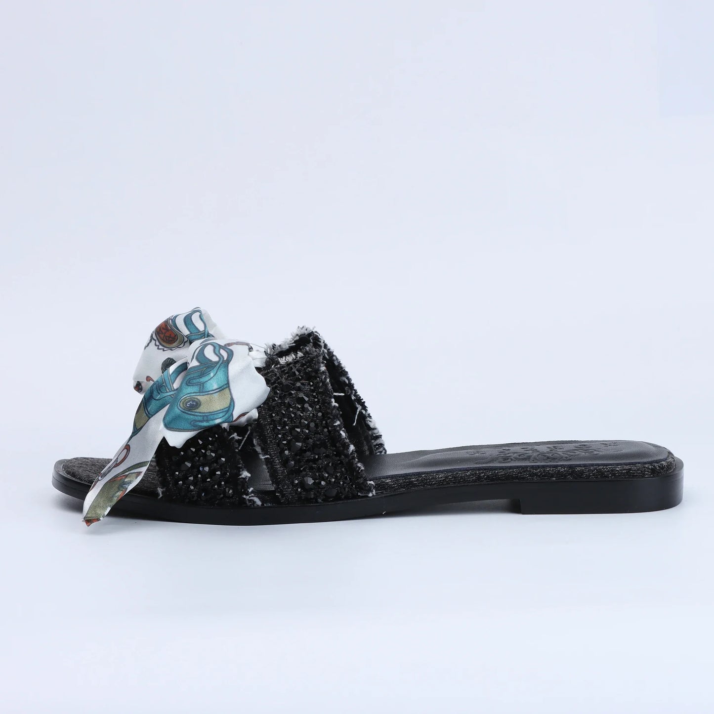 Flat Luxury Rhinestone Sandals Women's Summer Brand Sandals Cute Slide Sandals 204
