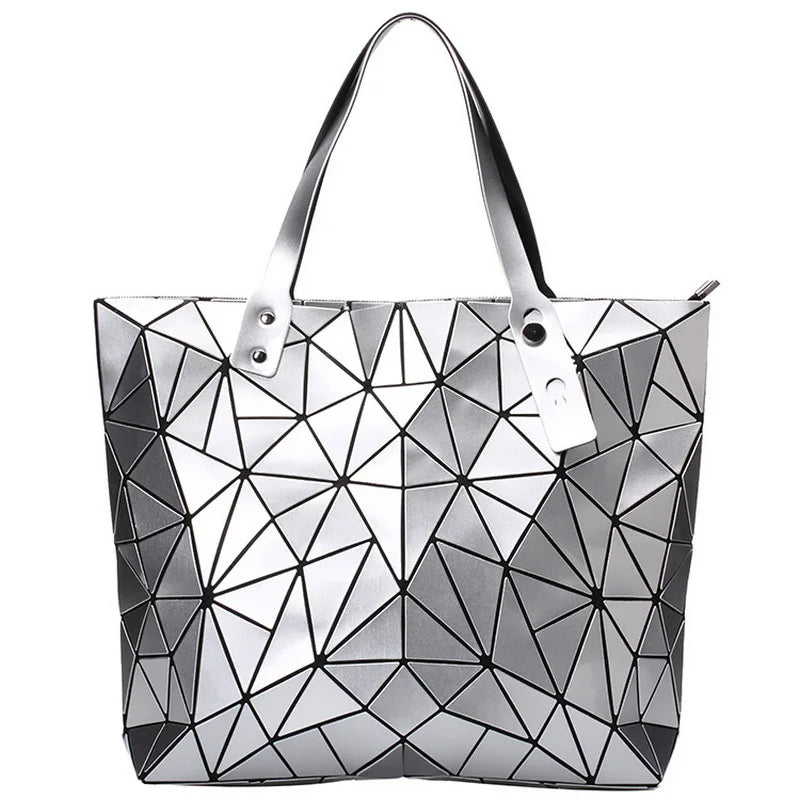 New Silver Handbags Bags For Women 2026 Summer Large Tote Bag Ladies Geometric Messenger Shoulder Bag Beach Luxury Designer