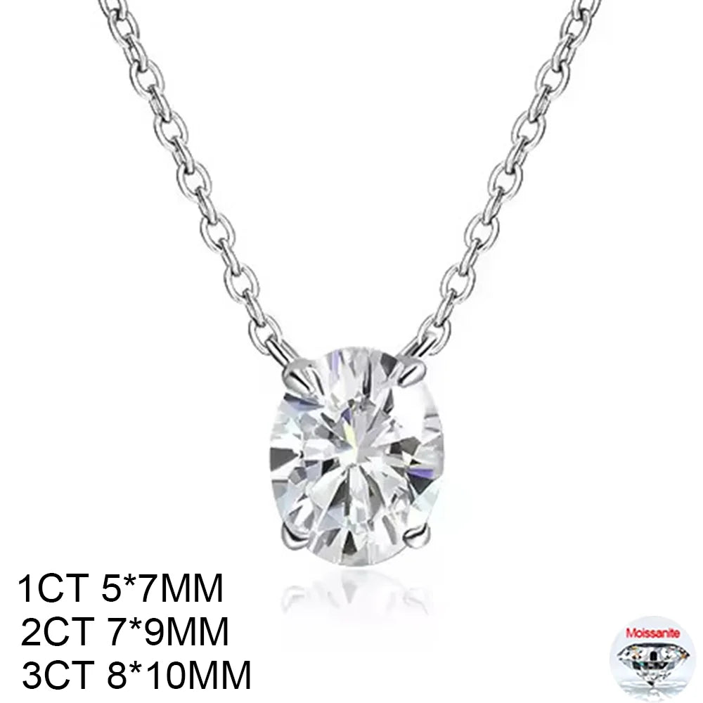 COSYA 1/2/3CT Oval Cut Moissanite Solitaire Necklace For Woman S925 Silver Plated 18K Gold Lab Diamond Chain Dainty Fine Jewelry