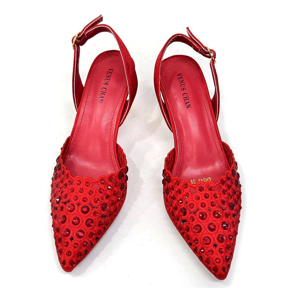 Venus Chan New Arrival Italian Design Nigerian Fashion Party Wedding Shoes and Bag Set Decorated With Flower in Blue Color