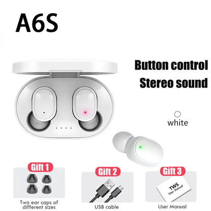A6S TWS Earphones Wireless Bluetooth 5.1 Headphones Touch Control Earbuds With Mic Earphones Sport Waterproof Headset for xiaomi