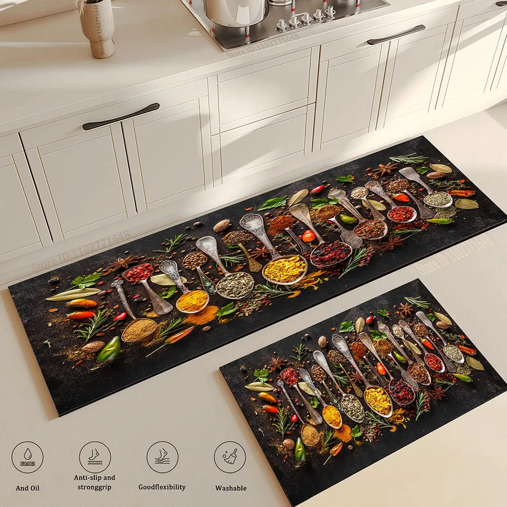 Grains Pattern Absorbent Non-Slip Kitchen Mat Anti-Fatigue for Comfort Doormat Rug Washable Modern Entrance Carpet Large Mats
