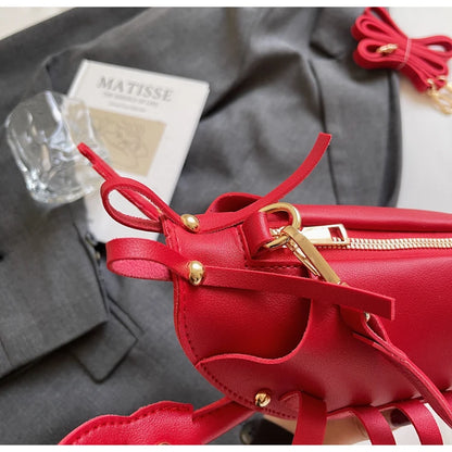 PU Zipper Commuting Crossbody Bags Lobster Shape Niche 2025 High Quality Ladies Bags Solid Color Rivet Fashion Shoulder Bags