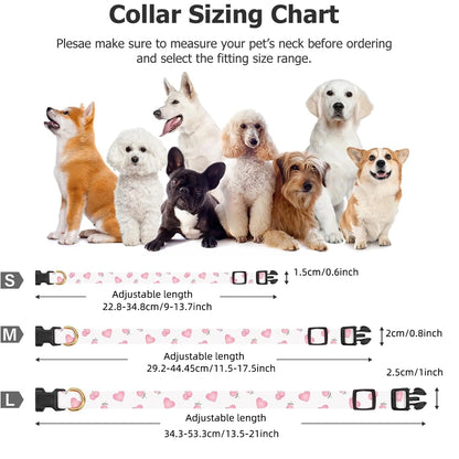 Solid Cotton Dog Collar Cute Heart And Strawberry Pendant Design Small Medium Large Dogs Collar Handmade Pendant Pet Cat Puppies