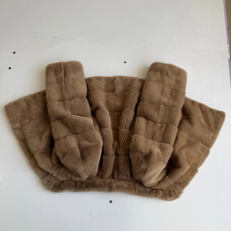 Handmade natural mink fur. Women's short coat