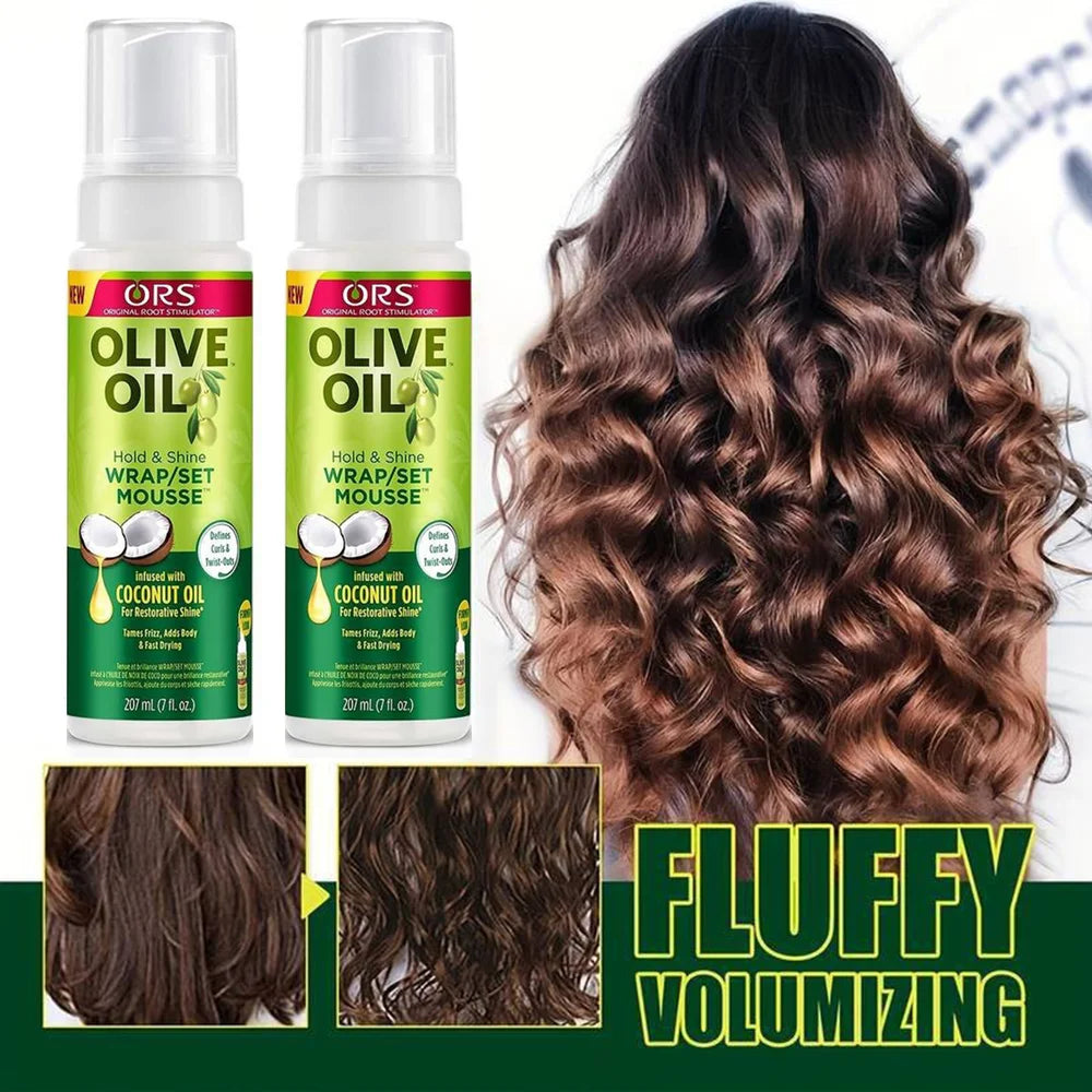 207ML Curly Hair Mousse For Wigs Strong Hold  Olive Oil Hair Styling Mousse Anti-Frizz Hair Foam Mousse For Styling Hair Women
