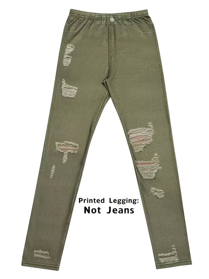 0132printed-legging-not-denim-fabricWomen's Four-Season Denim Printed Leggings Non-Denim Fabric Skinny Pants