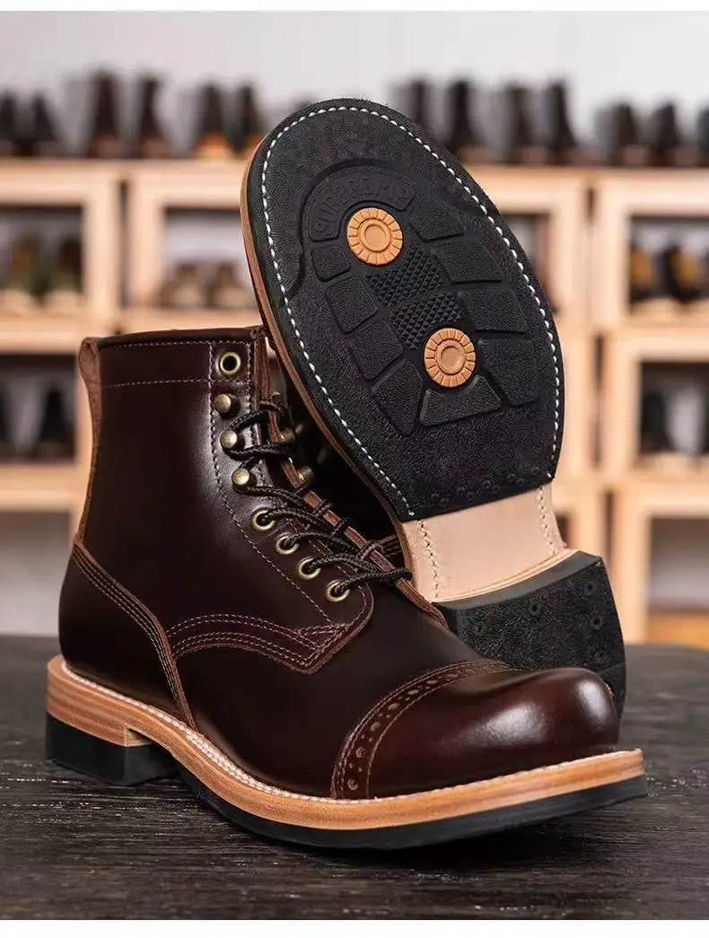 Hand Welt Goodyear Autumn/winter British Calf Leather Men Ankle Boot Lace-up Man Hot Trend Top Fashion Outdoor Climbing Boots