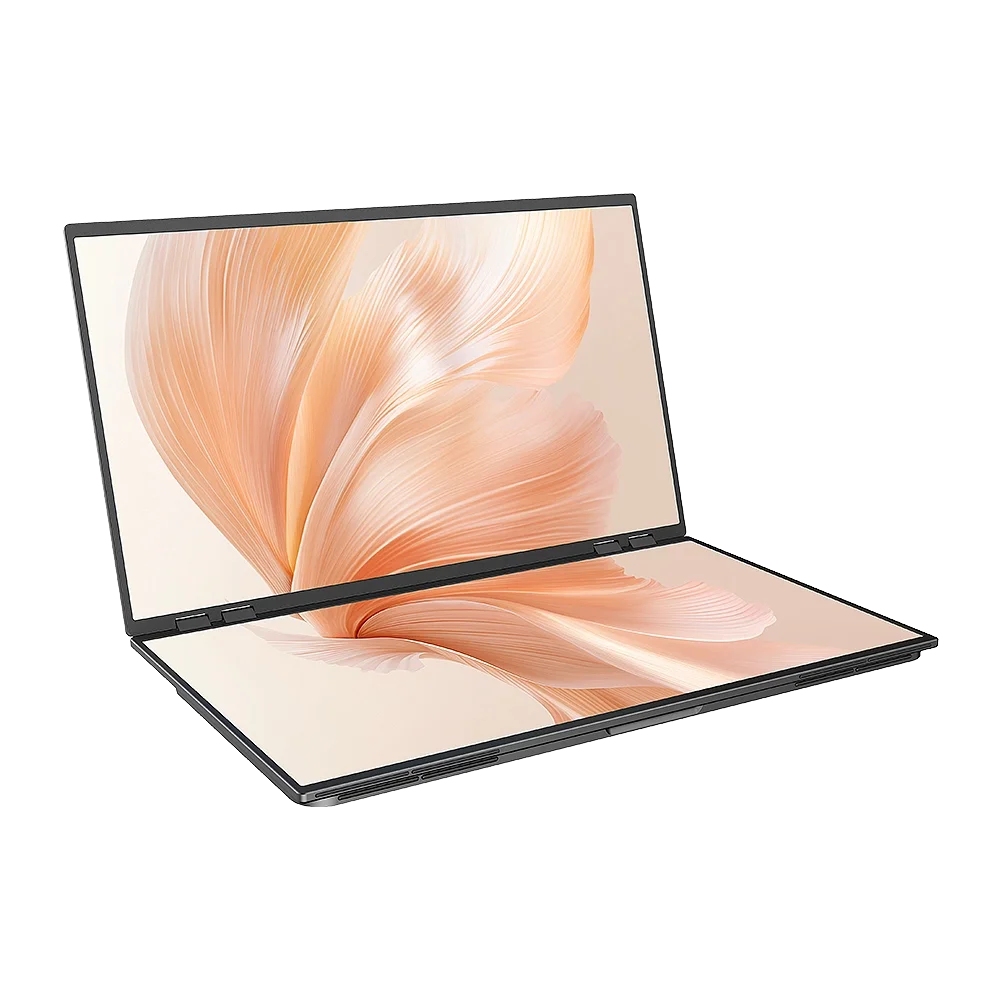 UPERFECT Delta Mega 23.8 Inch 100Hz Dual Screen Stacked Computer Display 1080P 360° Folding Triple Extender Monitor with Speaker