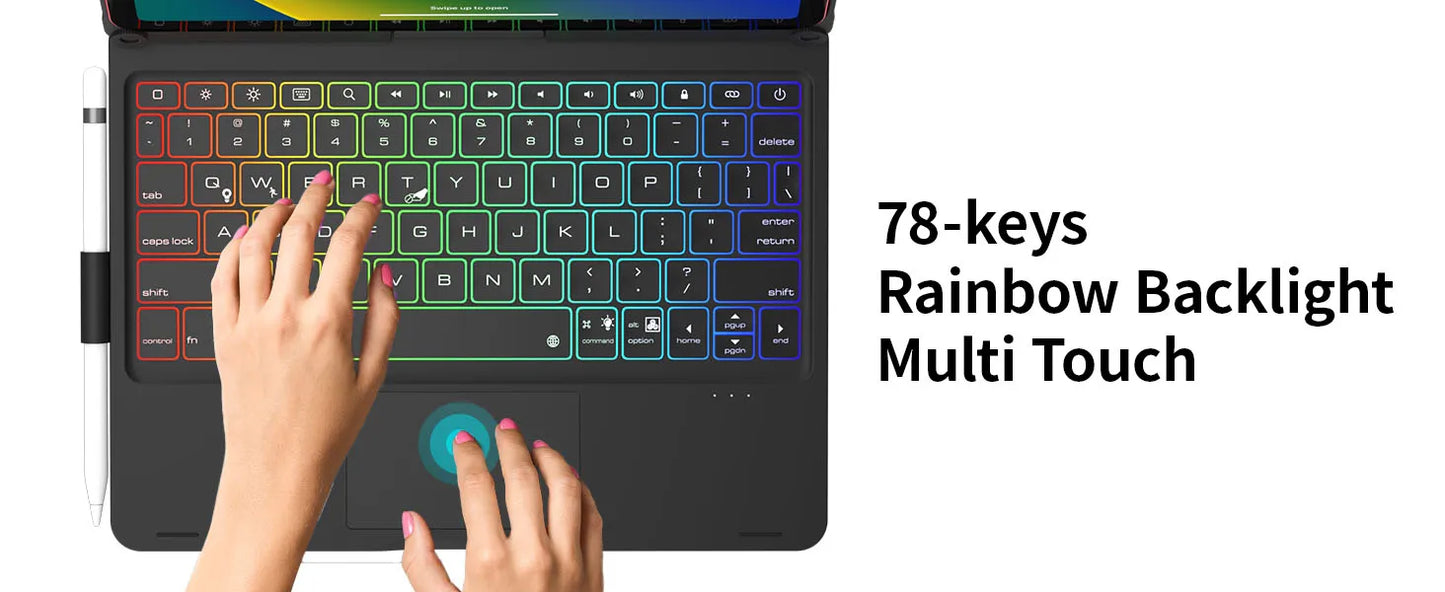Backlit Keyboard Case with Trackpad & 360° Swivel for iPad 10th/11th Gen (A16), iPad Air 4th/5th Gen, and iPad Pro 11 (All Model