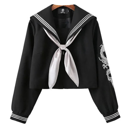 Japanese School Girl Uniform Pink Silver Dragon Sailor Outfit Skirt Sets JK Sailor Seifuku Uniform Cos Student School Clothes