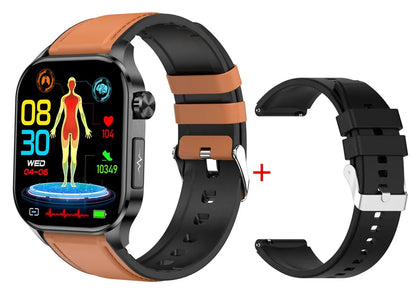 ET580 Smart Watch Men 2.04inch AMOLED Large Screen Bluetooth Call ECG Blood Pressure Oxygen Health Monitor SOS Smartwatch