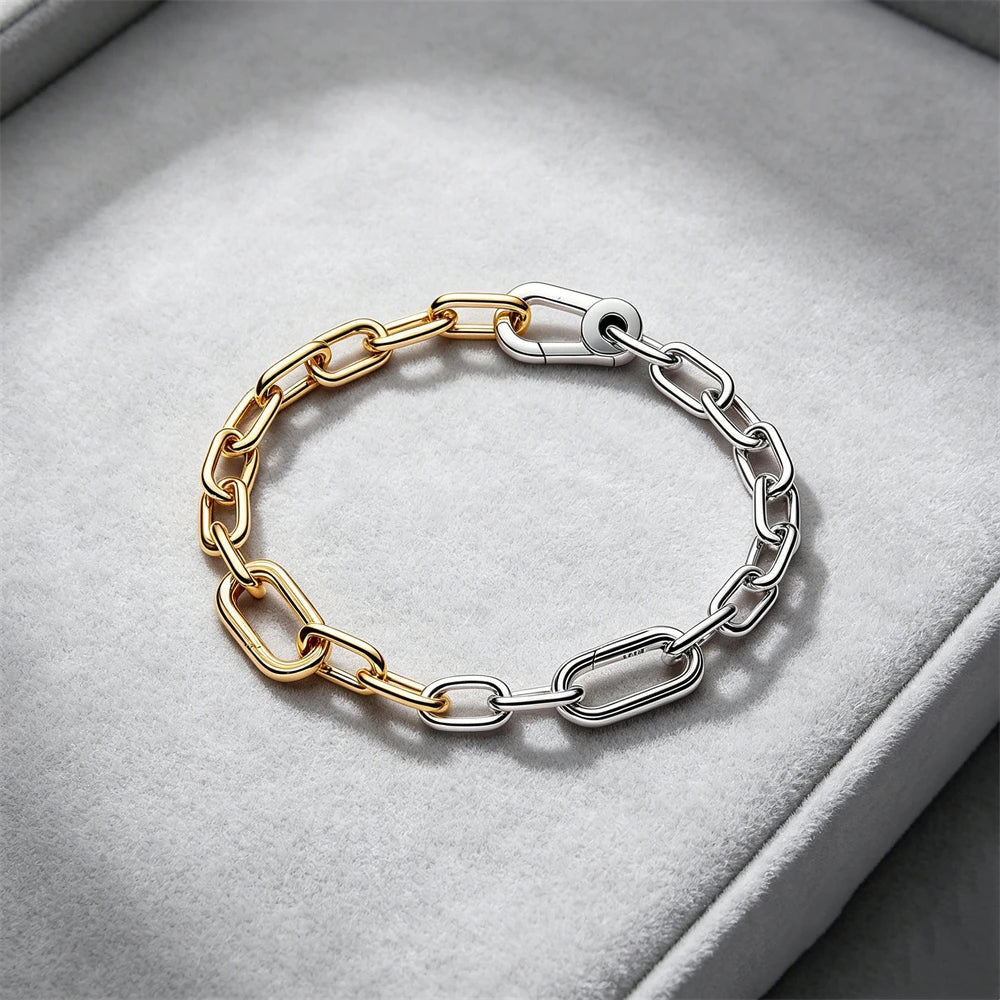 Hot Sale Original Me Bracelet Fit Charm Beads Round Beads For Women 925 Sterling Silver Luxury femme Bracelet Jewelry Trinkets