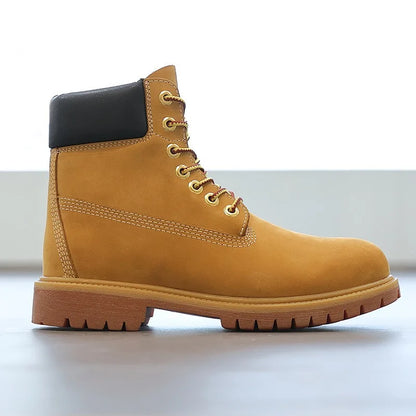 Motorcycle anti slip retro yellow boots waterproof high couple riding classic cruise shoes men women retro durable shoes
