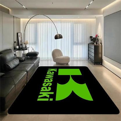 Kawasaki Motorcycle Printed Carpet Non-slip Carpet Carpets for Living Room or Bedroom Non-Slip Rug for Sofa or Kids' Area Decor