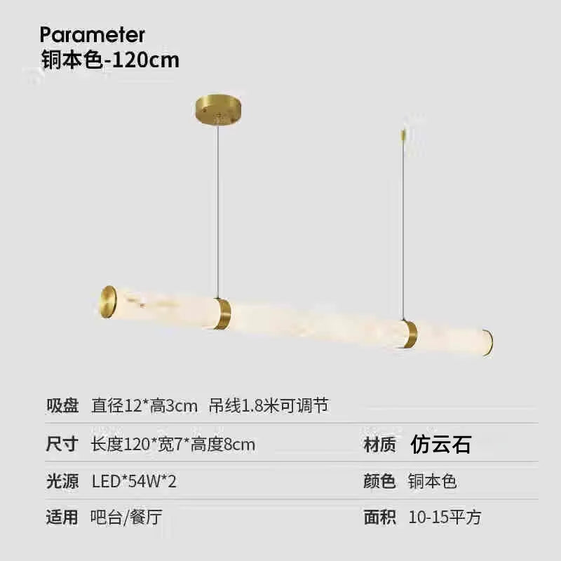 Italian Minimalist Pendant Lights Imitation Marble Strip Hanging Lamp Dining Table Restaurant Home Ceiling Decoration Chandelier