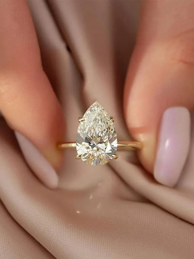 925 Sterling Silver 1-4 CT Zircon Sparkling Luxury Water Drop Shape Ring For Women Engagement Wedding High Quality Fine Jewelry