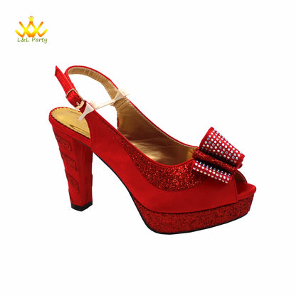 New Spring Autumn Super High Heels Shoes Matching Bag Set in Magenta Color For Nigerian Ladies Wedding Party