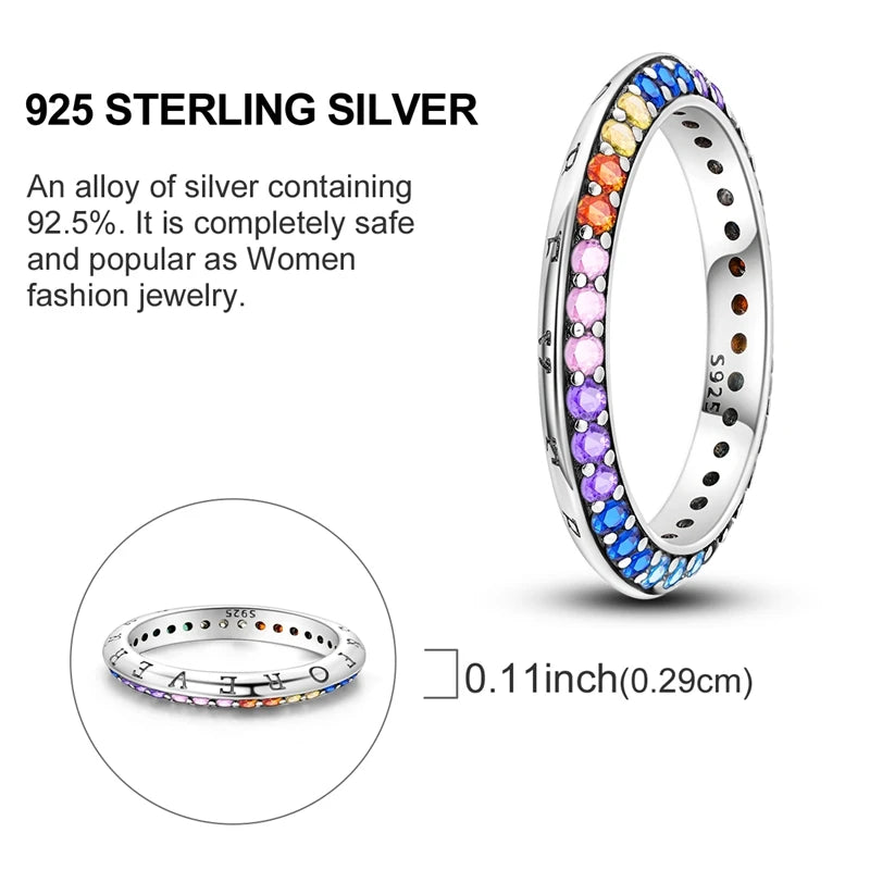 LAZA 925 Sterling Silver Colorful Rings Sparking Zirconium Bowknot Moon Sun Original Ring For Women Anniversary Wedding Gifts