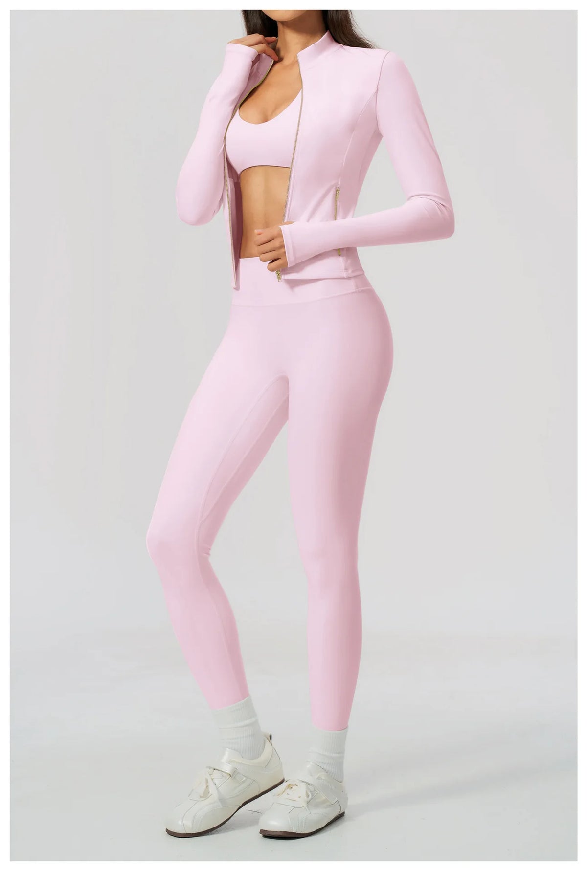 Yoga Set 3PCS Women's Tracksuit Workout Outfit Zipper Fitness Long Sleeved Sports Set Gym Clothes Female Sports Bra Yoga Outfits