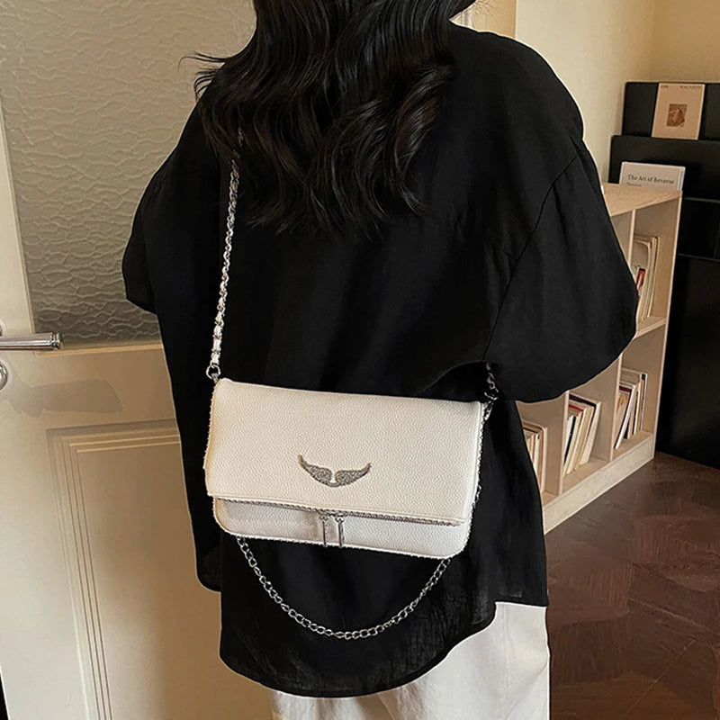 Fashionable Retro Ladies Chain-Shoulder Square Bag Luxury Textured Crossbody Shoulder Bag Women Handbags and Purses Underarm Bag