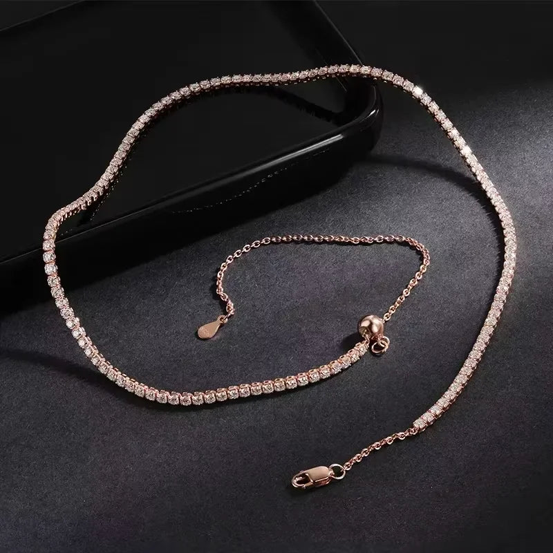 All Moissanite Tennis Necklace for Women Men Sparkling D Color 1ct Heart Cut Pendant Necklace S925 Sterling Silver Chain Jewelry