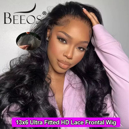 Ultra Fitted Glueless 250% 13x6 Real HD Lace Front Wigs Pre plucked Body Wave 13x4 HD Full Frontal Human Hair Wig For Women 30in