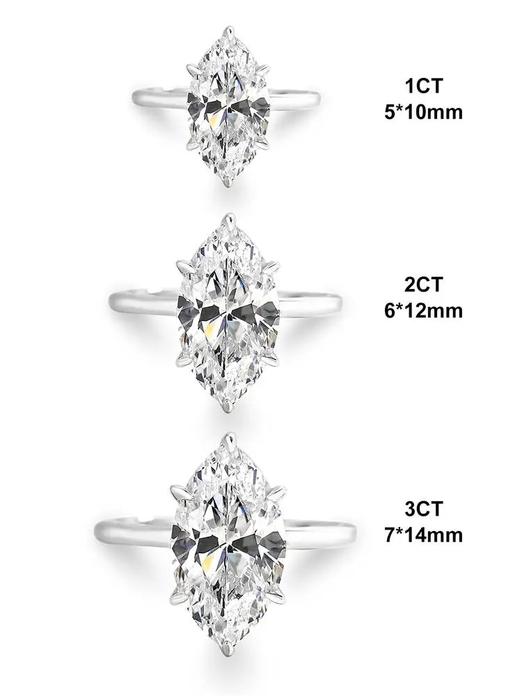 925 Sterling Silver Simple Classic 1-3 Carats Marquise Zircon Ring For Women Engagement Wedding Luxury High Quality Fine Jewelry