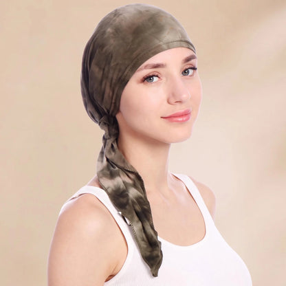 Women's Muslim Hijab Cancer Chemo Caps Fashion Print Turban Cap Hair Loss Headscarf Soft Elastic Hijab Scarf Headwear